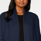 Karen Scott Cardigan Feminino Gola Pointelle Azul Tamanho Pequeno GG