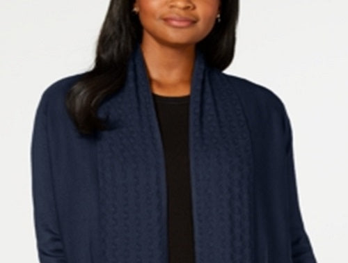 Karen Scott Cardigan Feminino Gola Pointelle Azul Tamanho Pequeno GG
