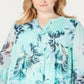 Blusa feminina Charter Club Plus com estampa e babados em camadas, azul, tamanho 1X