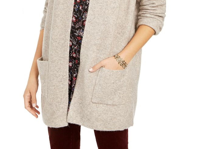Jaqueta feminina estilo &amp; co com frente aberta marrom tamanho GG