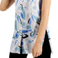 Blusa feminina Alfani de malha sem mangas com botões florais, azul, tamanho X-S