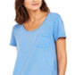 Vestido camiseta feminino estilo &amp; co com um bolso, azul, tamanho médio