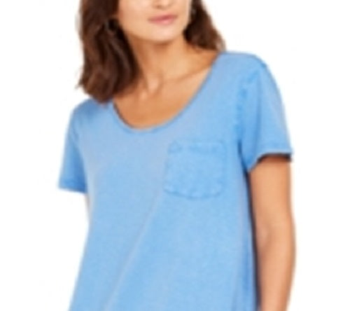 Vestido camiseta feminino estilo &amp; co com um bolso, azul, tamanho médio