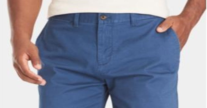 Tommy Hilfiger Calça Chino Masculina Frente Lisa Azul Tamanho 32