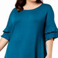 Vestido feminino John Paul Richard Plus Shift com babados em camadas, verde, tamanho 1X