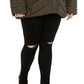 Casaco acolchoado com capuz e acabamento em pele sintética Madden Girl Junior's Plus, verde, tamanho 3X