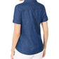 Blusa feminina Karen Scott com botões bordados, azul, tamanho pequeno