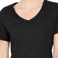 Karen Scott Top Feminino com Ombros Abertos e Decote em V Preto Tamanho XXG