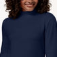 Karen Scott Blusa de algodão com gola alta e manga comprida feminina, azul, tamanho pequeno