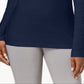 Karen Scott Blusa de algodão com gola alta e manga comprida feminina, azul, tamanho pequeno
