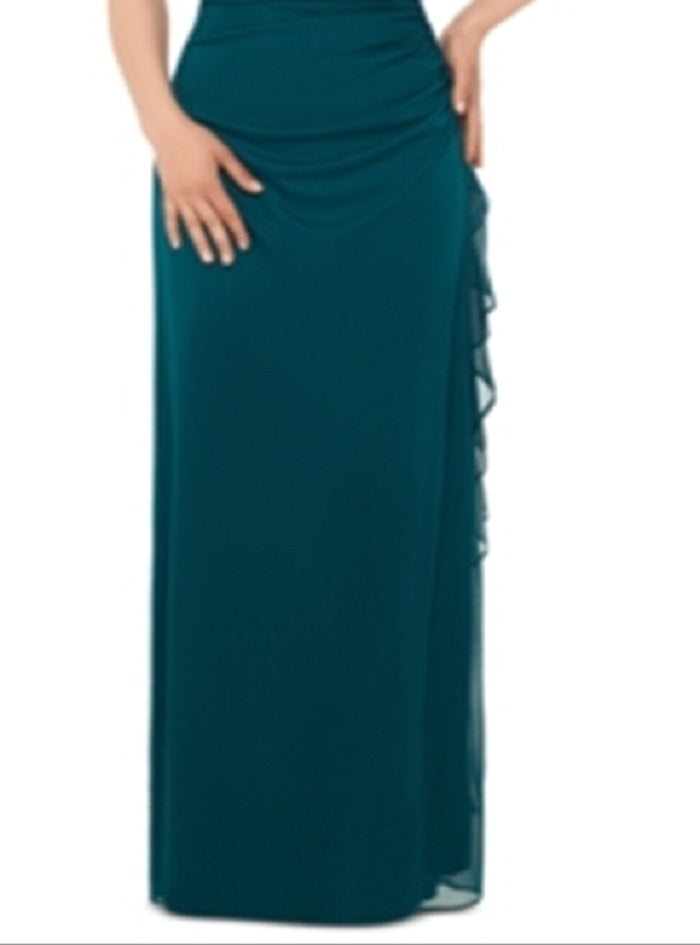 Vestido longo sem mangas Betsy &amp; Adam feminino verde tamanho 12 pequeno