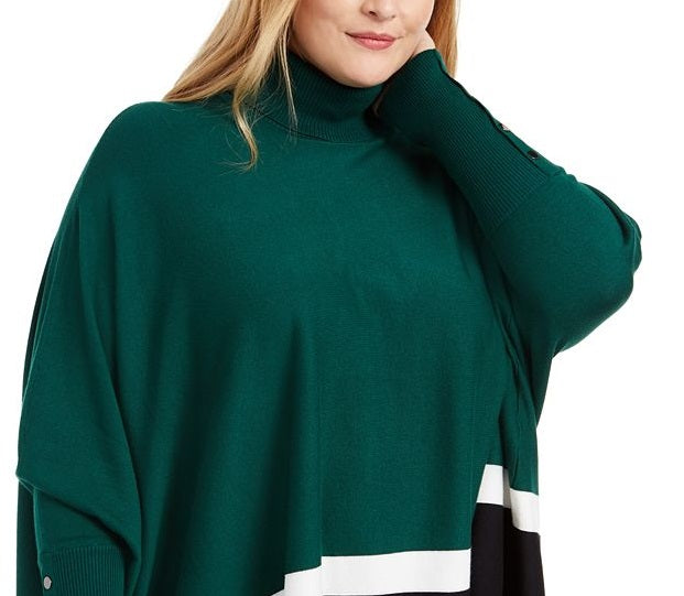 Poncho Alfani Plus Colorblock Feminino Verde Tamanho 4XL