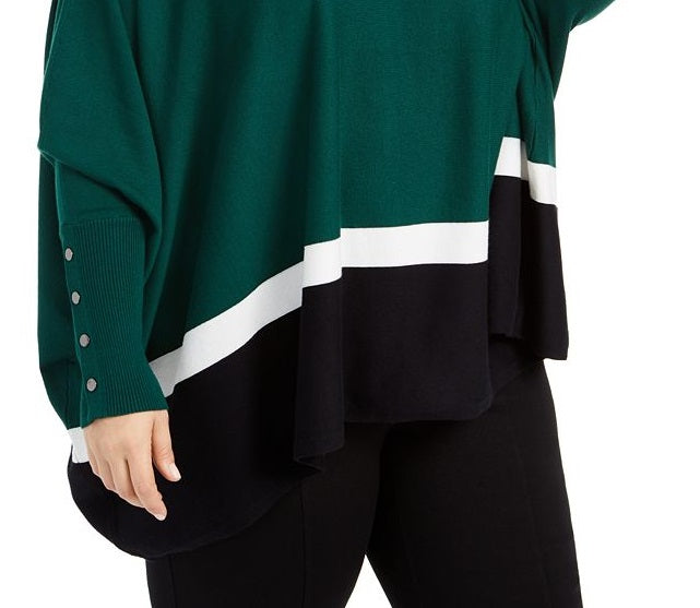 Poncho Alfani Plus Colorblock Feminino Verde Tamanho 4XL
