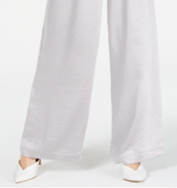 Calça feminina Paper Bag Elegante de perna larga, tamanho 2, prata, da INC International Concepts