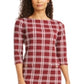 Vestido justo xadrez feminino Charter Club, tamanho vinho, pequeno, XL