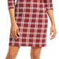 Vestido justo xadrez feminino Charter Club, tamanho vinho, pequeno, XL