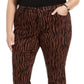 Calça jeans skinny feminina plus size com estampa de tigre e cintura média, da INC International Concepts, tamanho 14W, marrom