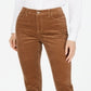 Calça de veludo cotelê feminina Lexington com perna reta, marrom, tamanho 12, pequena