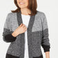 Karen Scott Petite Cardigan Colorblocked Preto Tamanho Petite G