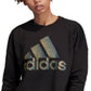 Suéter feminino Adidas com estampa de manga comprida e gola redonda, preto, tamanho XX-S
