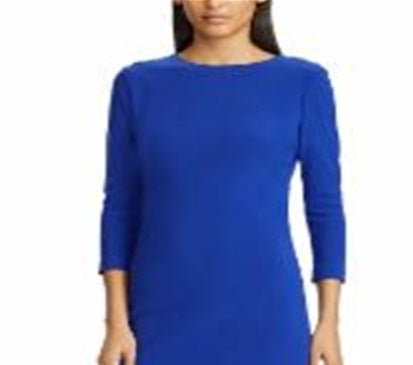 Vestido casual feminino Lauren Ralph Lauren, manga 3/4, com botões, tamanho 8