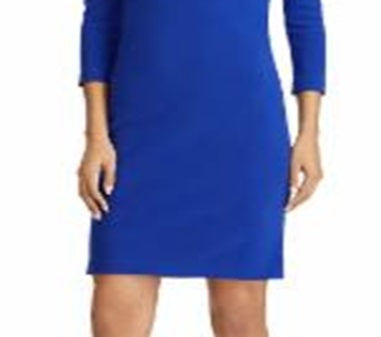 Vestido casual feminino Lauren Ralph Lauren, manga 3/4, com botões, tamanho 8