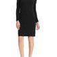 Vestido justo acima do joelho Ralph Lauren feminino, manga longa, preto, tamanho 2 P