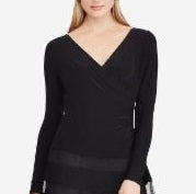 Vestido de malha com acabamento em tule Ralph Lauren feminino, preto, tamanho 14