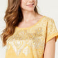 Camiseta feminina com estampa gráfica Style &amp; Co, amarela, tamanho pequeno P