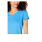 Camiseta feminina com decote em V e bolso, estilo &amp; co, azul, tamanho pequeno P