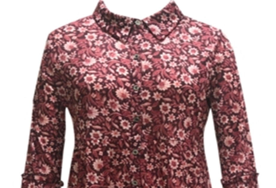Túnica feminina com estampa floral estilo &amp; co, vinho, tamanho XX-grande