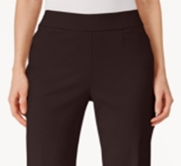 Calça elástica slim fit Alfred Dunner Allure feminina, marrom, tamanho 12P