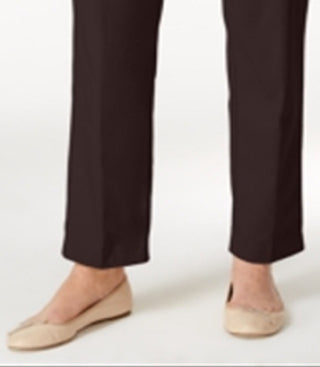 Calça elástica slim fit Alfred Dunner Allure feminina, marrom, tamanho 12P