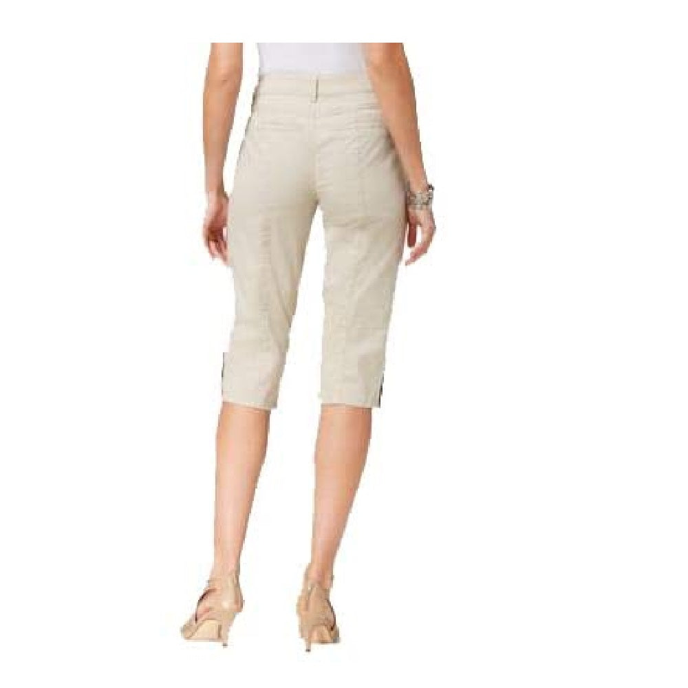 Calça capri feminina com botões de pressão, bege, tamanho 12, da Style &amp; Co