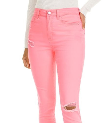 Calça jeans skinny Tinseltown Junior's Neon Wash rosa tamanho 9