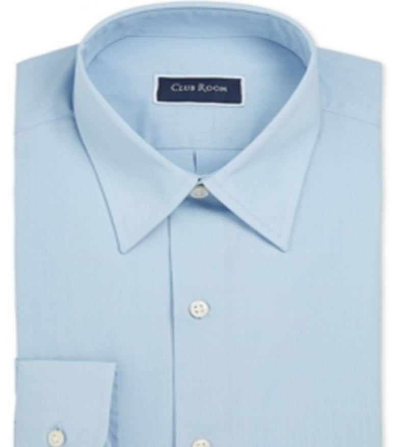 Camisa social masculina Club Room Classic Regular Fit, azul, tamanho 32-33