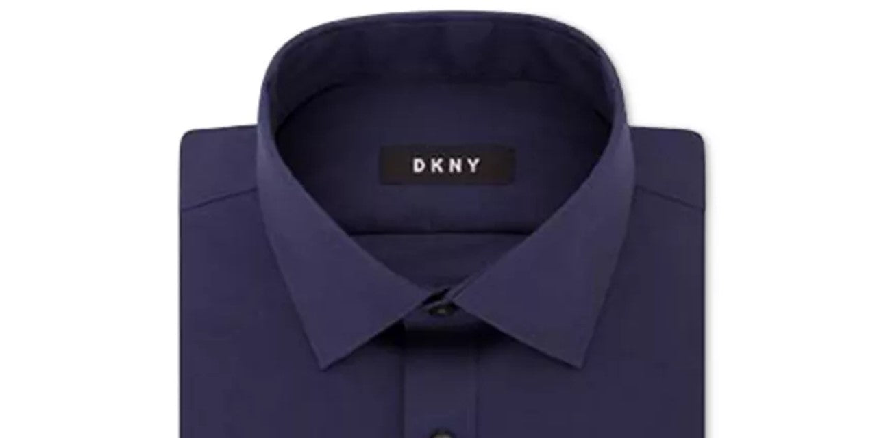 Camisa social masculina DKNY Slim-Fit Performance Stretch Solid Azul Tamanho 15 32/33