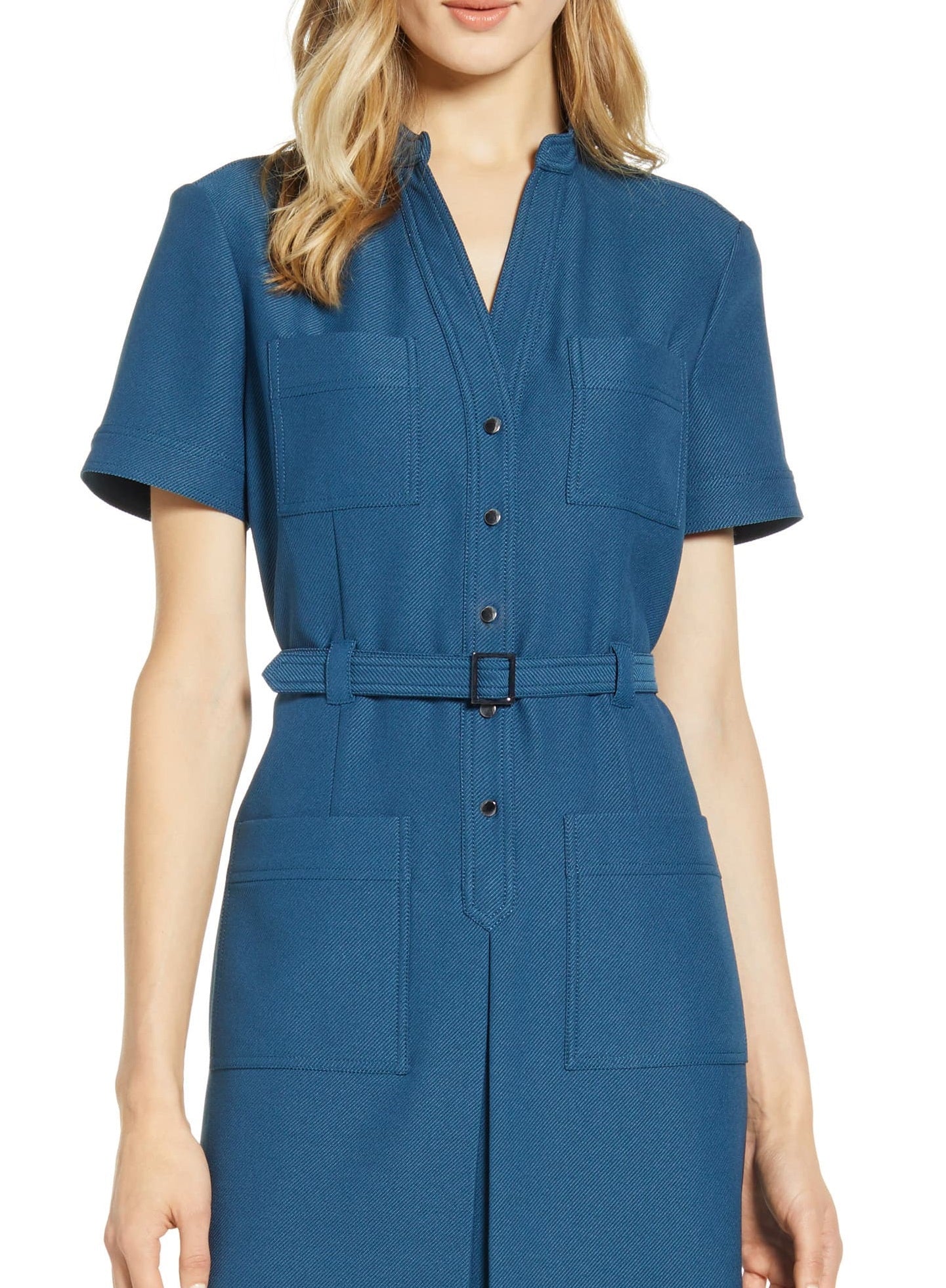 Vestido-camisa feminino Anne Klein azul tamanho 8