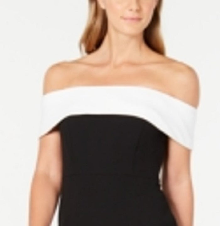 Vestido tubinho com estampa de blocos de cores e ombro de fora Calvin Klein feminino, preto, tamanho 6