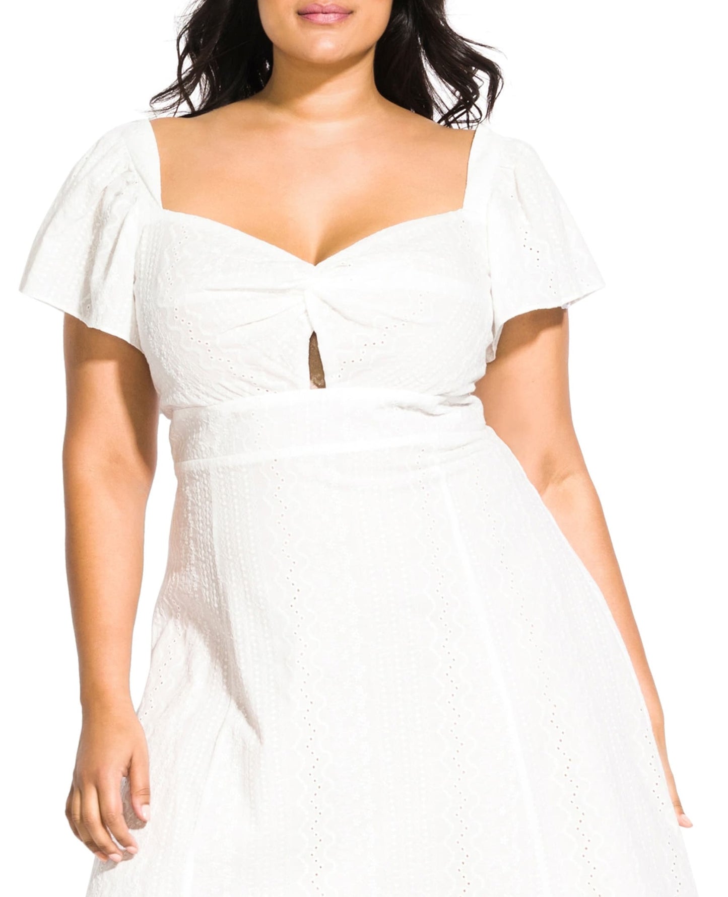 Vestido City Chic Feminino Pretty Ilhós Branco Tamanho 22W