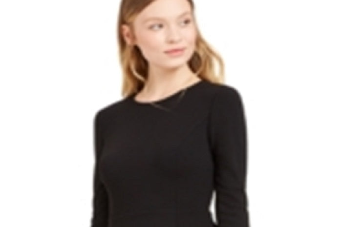 Vestido Calvin Klein Feminino com Punhos e Mangas Curtas e Pele Sintética, Preto, Tamanho 4P