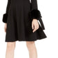 Vestido Calvin Klein Feminino com Punhos e Mangas Curtas e Pele Sintética, Preto, Tamanho 4P