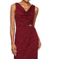 Vestido feminino Alex Evenings com glitter, sem mangas, gola alta, comprimento total, formal, tamanho 14, vinho, pequeno