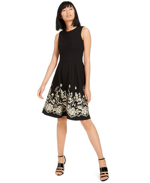 Vestido Calvin Klein Feminino Bordado A Line Preto Tamanho 2