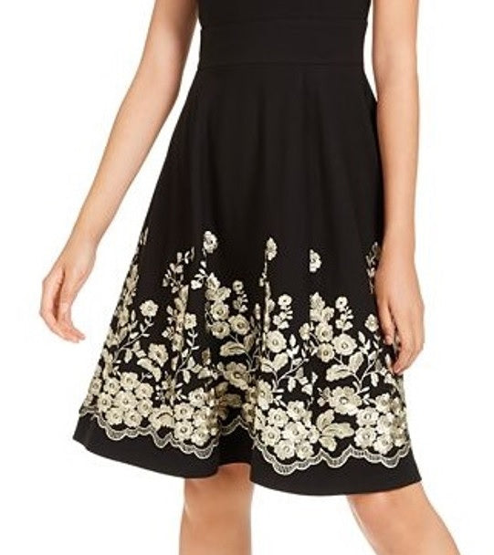 Vestido Calvin Klein Feminino Bordado A Line Preto Tamanho 2