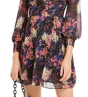 Vestido Blusa Feminino Bar III Estampado com Confete e Manga Longa Preto Tamanho 2XL