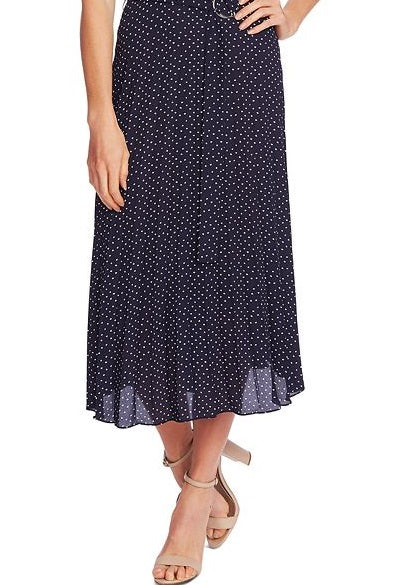 Vestido feminino Vince Camuto estampado sem mangas com cinto, azul, tamanho 10