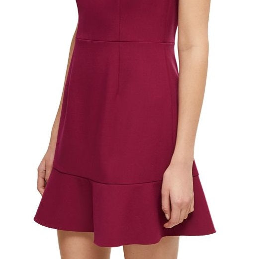 Vestido feminino Dorotea com decote quadrado e ajuste evasê, roxo, tamanho 12