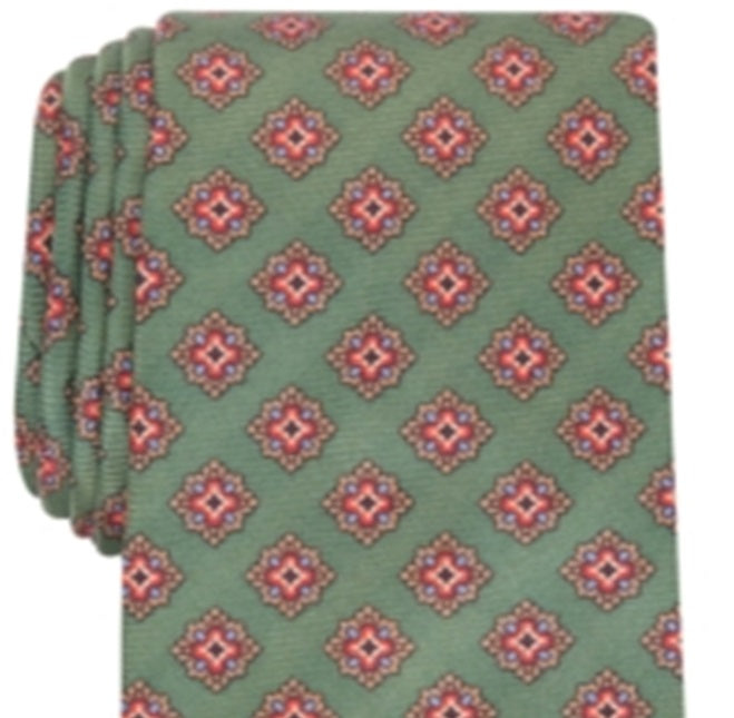 Gravata de seda medalhão Luciano masculina Tasso Elba, verde, tamanho regular