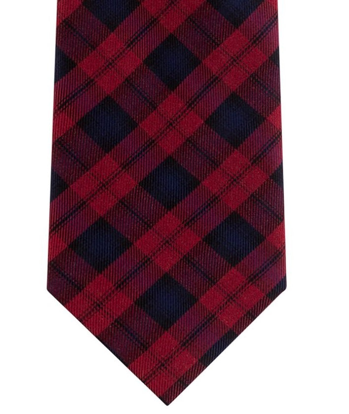 Gravata masculina xadrez de seda Tommy Hilfiger vermelha tamanho único